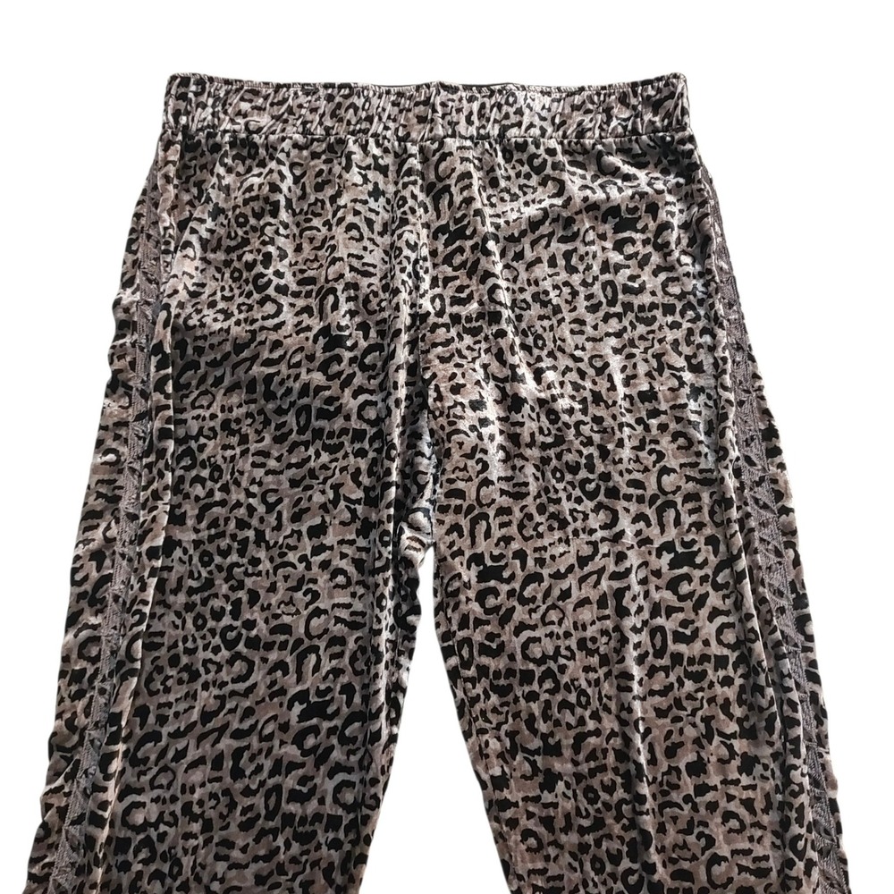JW Los Angeles Johnny Was Gray Leopard Velvet Silk Blend Jogger Pants Boho Large - Picture 4 of 9